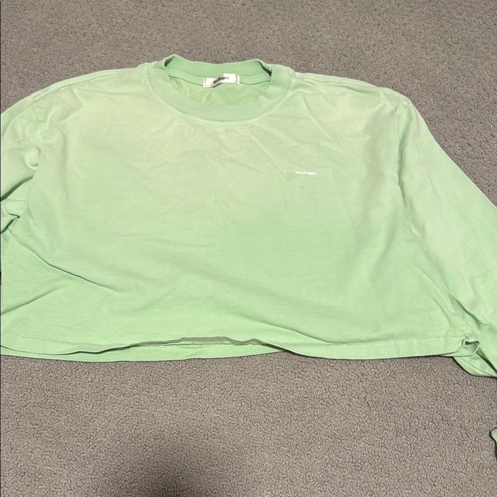 Madhappy Green Cropped Long Sleeve Shirt